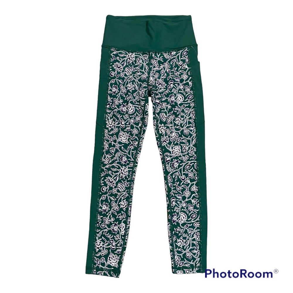 Athleta Kamala green and white leggings